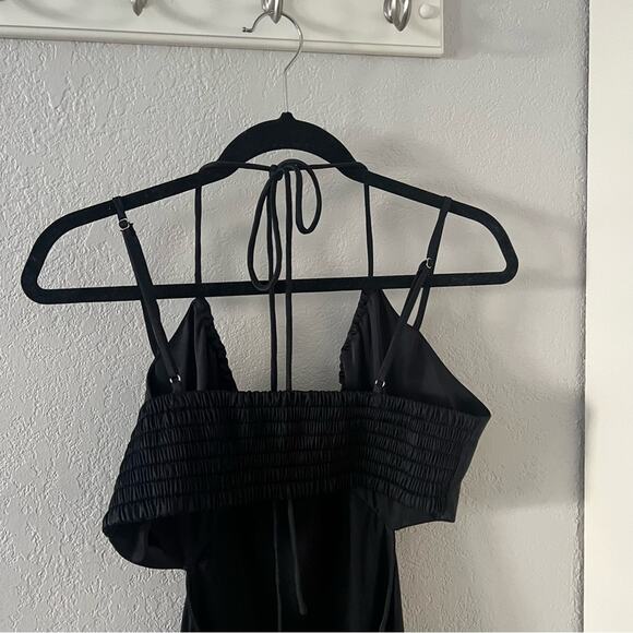 A.L.C. Sienna Black Satin Strappy Midi Dress - Picture 8 of 10